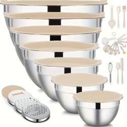 Brand New Kitchen Bowl Set With Cover, Shredder, Measuring Cup Etc 
