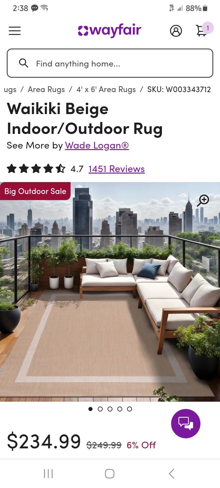 10x14 Indoor / Outdoor Rug for Sale in Vacaville, CA - OfferUp