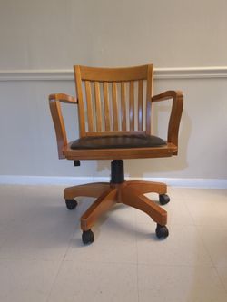 Wooden Wheeled Desk Chair