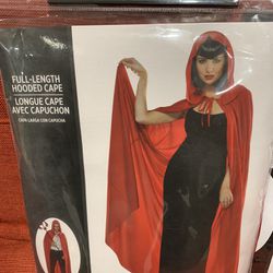 Red Hooded Cape Halloween Adult 