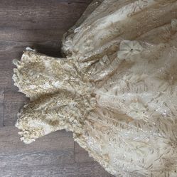 la la posh gold quince dress worn once