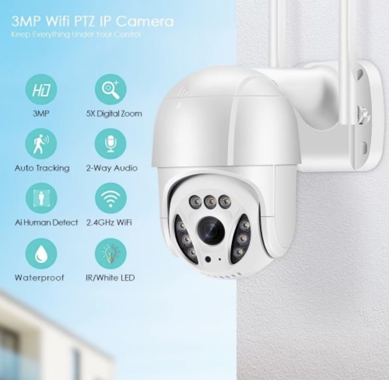 New outdoor Ptz Wireless Wifi security camera with Intelligent Tracking