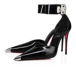 Christian Loubutin 37 Lock Me Up Pump 100 mm Strappy pumps - Vog patent leather - Black - Women