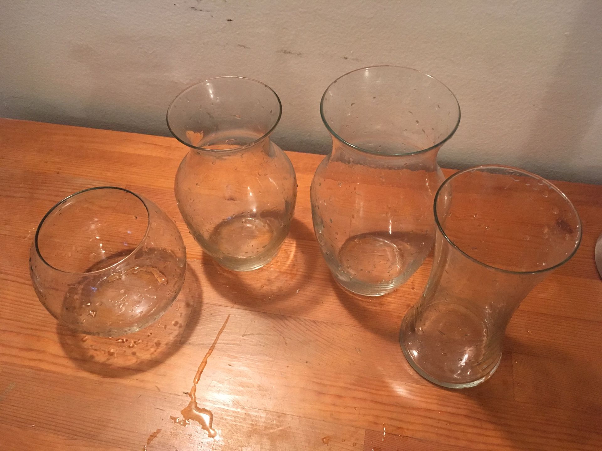 5 glass flower vases