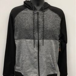 NWT Burnside Men's Black /Gray Zip Up Hoodie Jacket Size M MSRP $42
