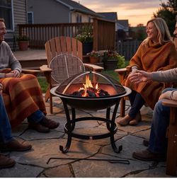 22-Inch Alloy Steel Outdoor Fire Pit with Grill Grate