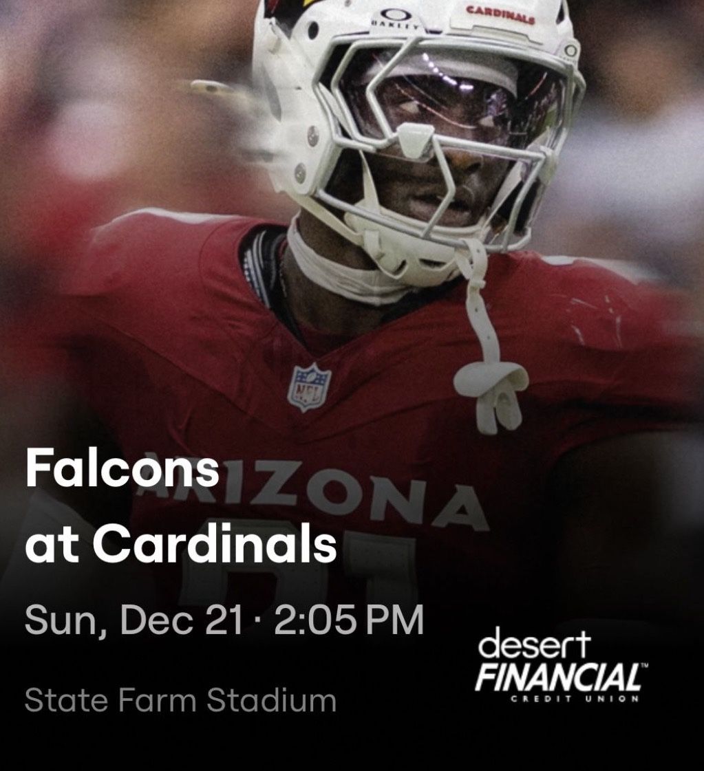 2 AZ Cardinal VS Falcons PLUS Red Parking Pass