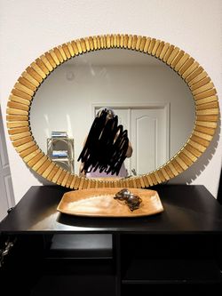 Vintage Mirror Francisco Hurtado Scalloped Oval Giltwood Mirror