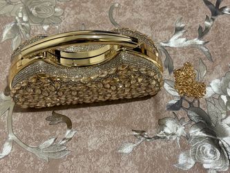 Gold Crystal Embellished Evening Clutch