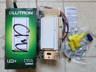 Lutron Diva 3-way dimmer wall light switch with slider, white
