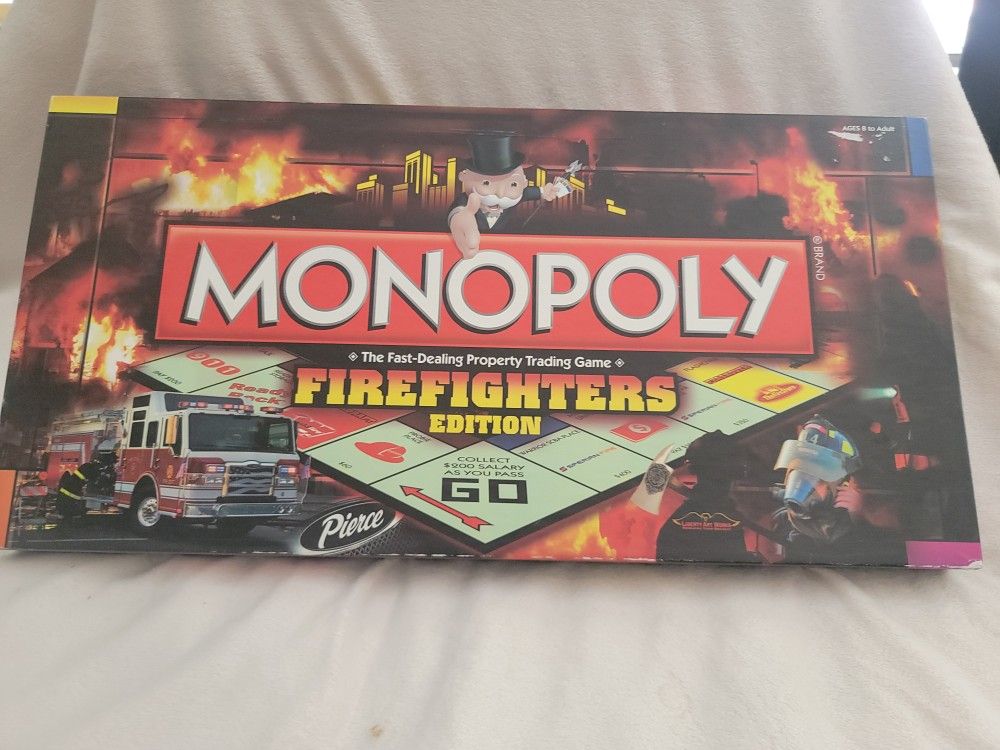 BRAND NEW FIREFIGHTERS MONOPOLY GAME BEEN OPENED BUT NEVER USED