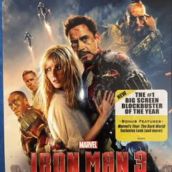 Marvel IRON MAN 3 (Blu-Ray + DVD + Digital-2014) Robert Downey Jr.