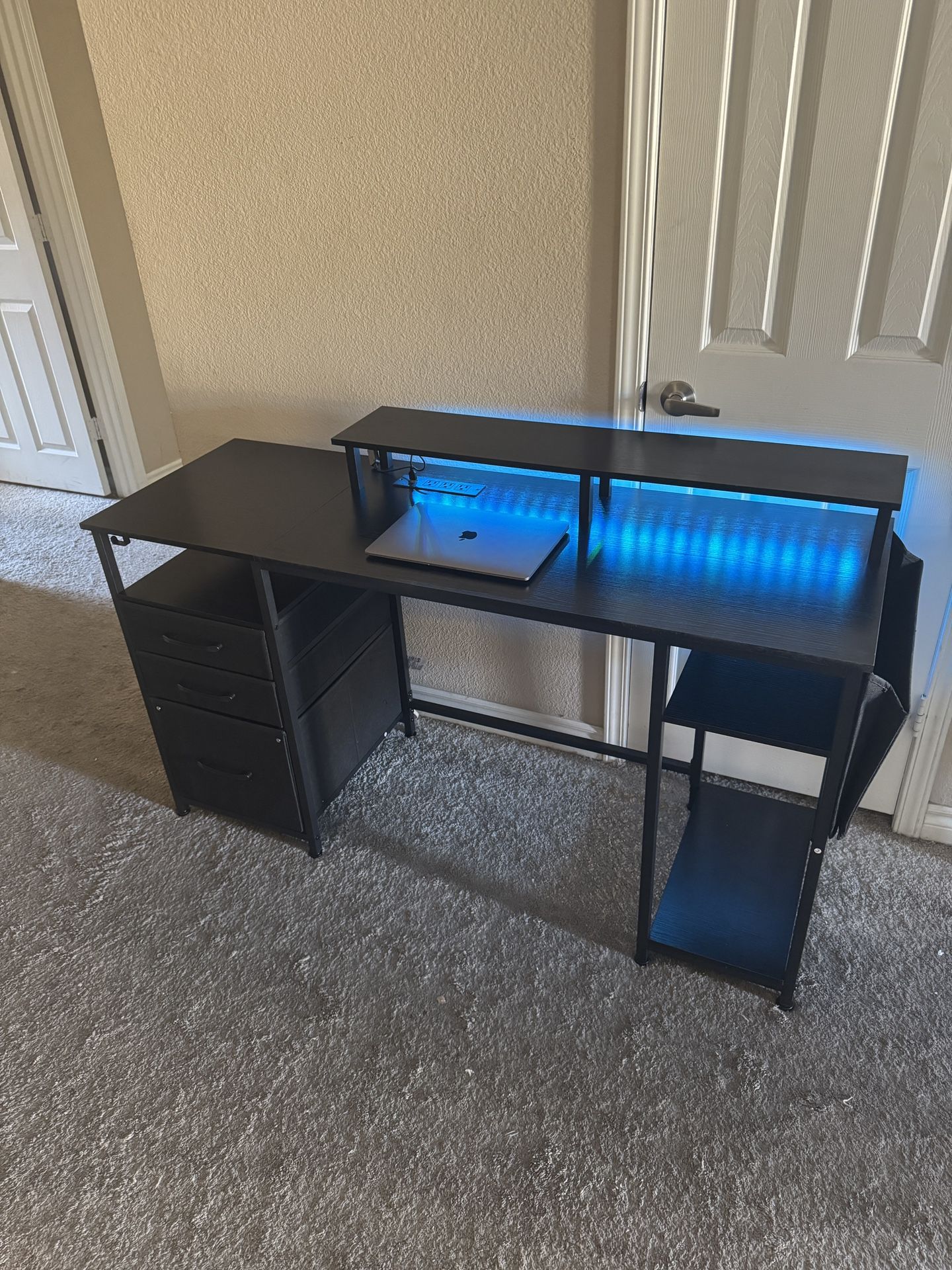 Black Desk With Led Rgb Lights