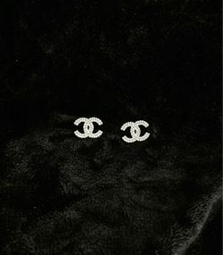 Chanel CC Crystal Stud Earrings