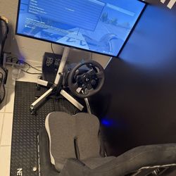 Racing Simulator/Cockpit Chair And Steering Wheel Pedal Set For PS5 Or PC