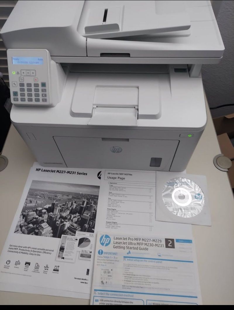 New HP LaserJet Pro M227fdn Laser All-In-1 Printer copy Scan Fax