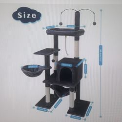 VIBRANTLIFE 58.5 In 7-Level Cat Tower (Gray) (see Description)