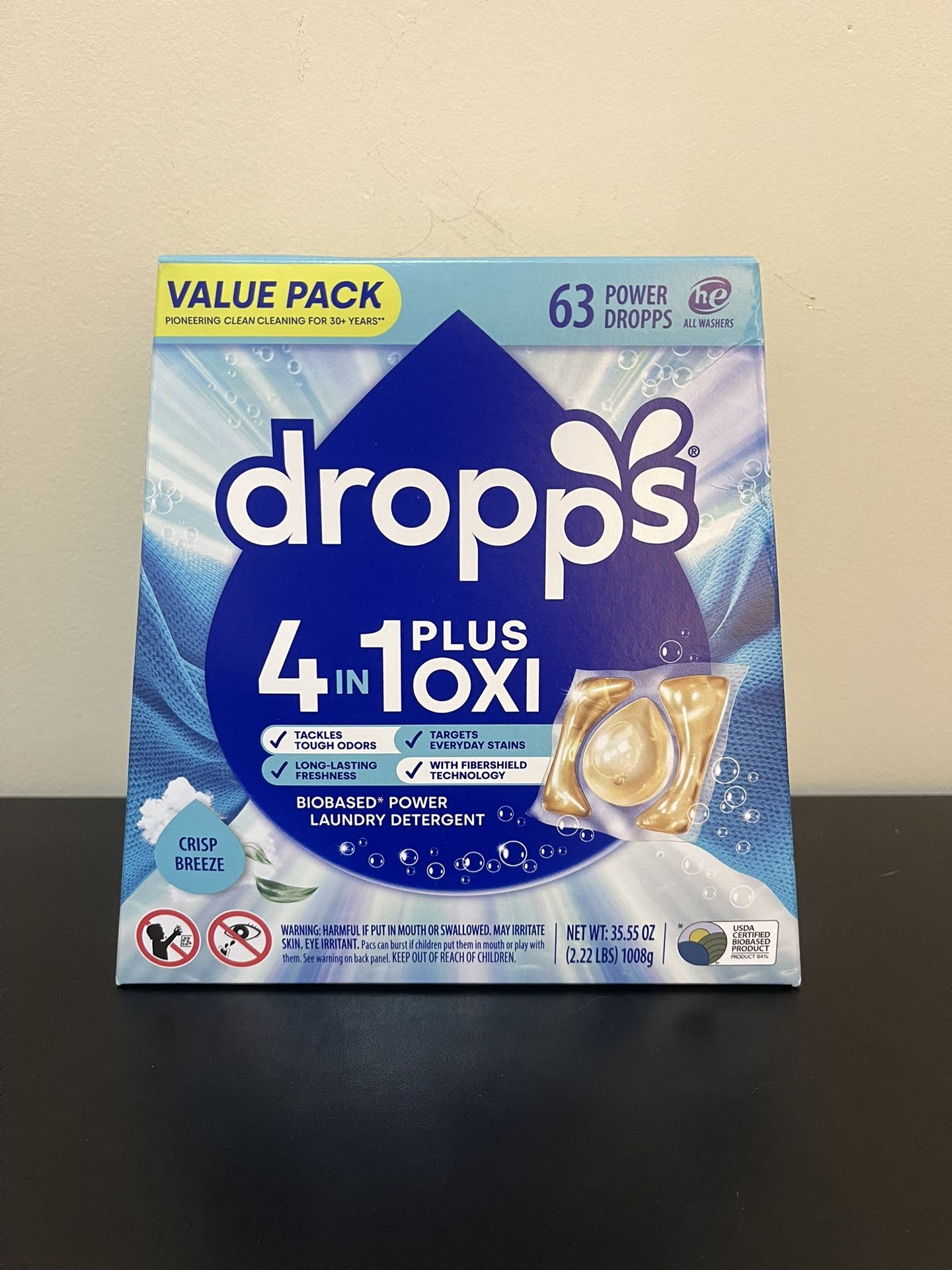 Dropps 4 In 1 Oxi Plus Biobased Power Laundry Detergent 63 CT