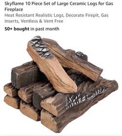Ceramic Logs for Gas Fireplace (10 pcs)