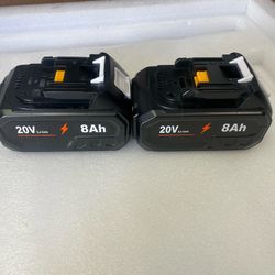 2 Pack 8.0 Ah  Battery - 18V  Lithium Replacement battery for Makita