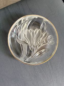 Mikasa Clear Glass Bowl with Frosted Floral Design