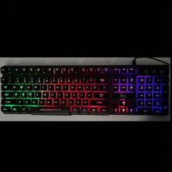 Rii RK100+ Color Rainbow LED Backlit Large Size USB Wired Multimedia Gaming Keyboard