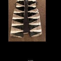 NIC+ZOE Women's Black/Taupe/White Zig-Zag Faux-Fur Vest M NWT $248