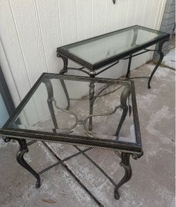 2 glass /metal tables