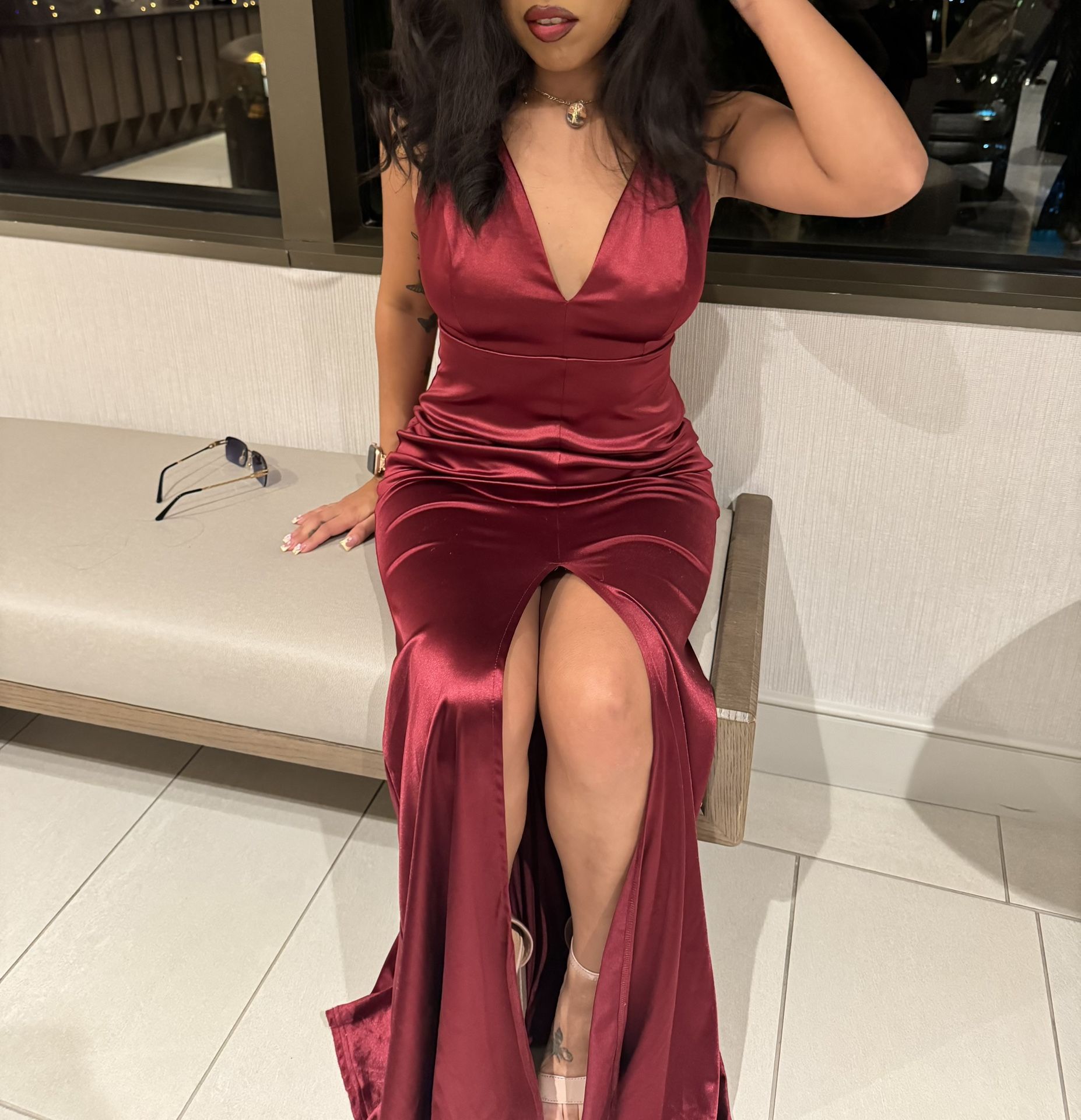 Red Satin Prom Dress