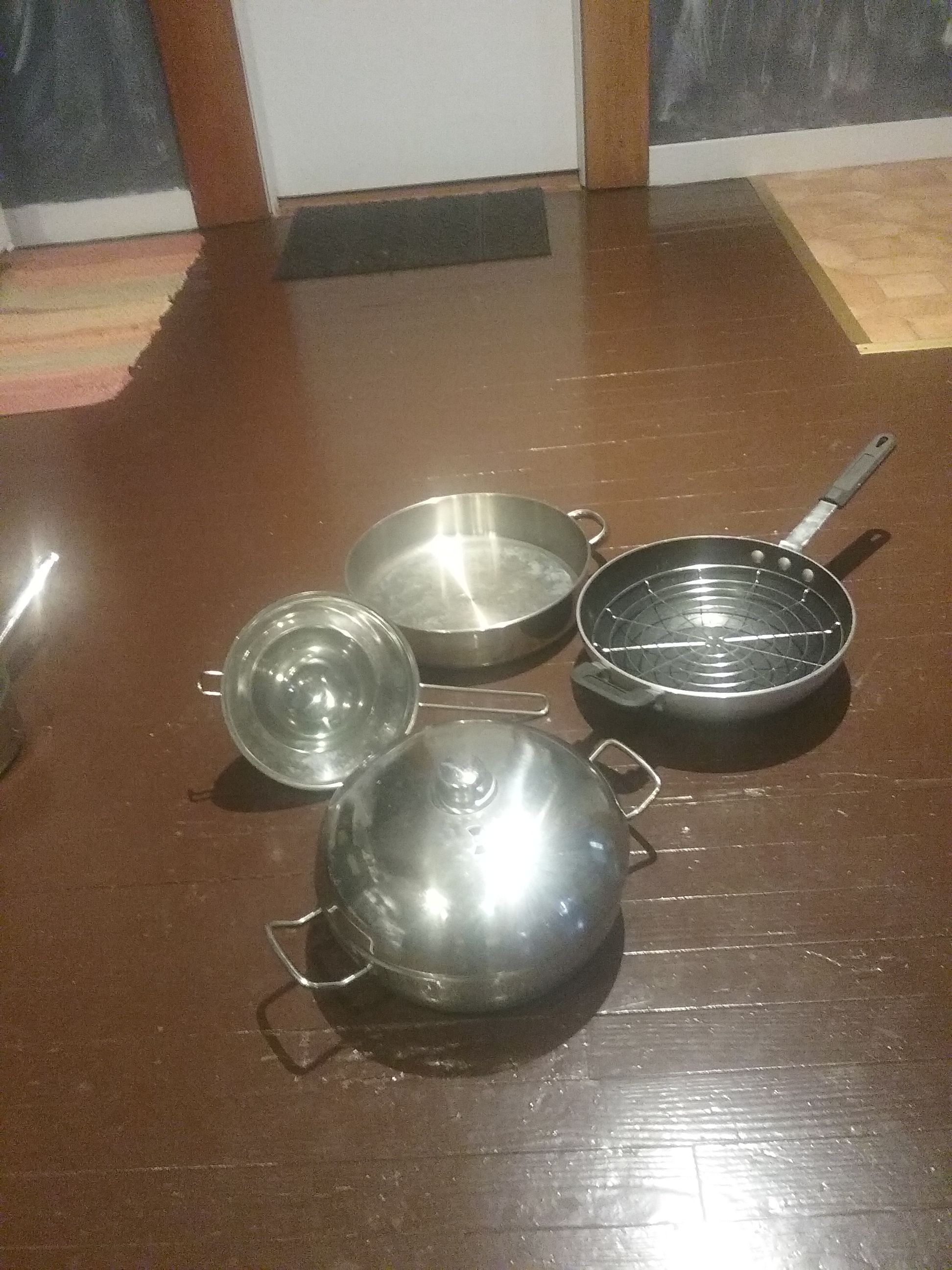 Misc. Cookware including wok and double boiler.