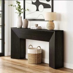 Console Table for Entryway, 63 Inches Extra Long Black Wooden Sofa Table for Living Room, Modern Hallway Foyer Table for Entrance, Easy Assembly 
