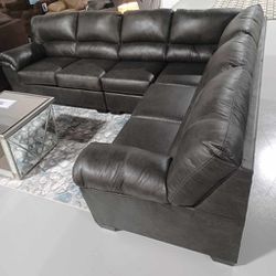 Bladen Slate Grey L Shape Cozy Sectional Couch by Ashley 