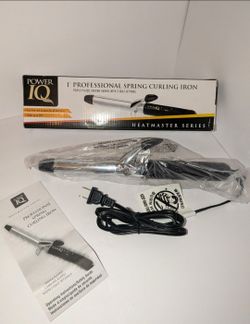 Power IQ Heatmaster Series 1" Spring Curling Iron Black NWT