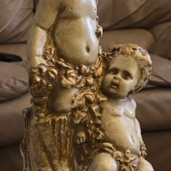 Two French Neoclassical Plaster Cherubs Lamp 18 Inch 