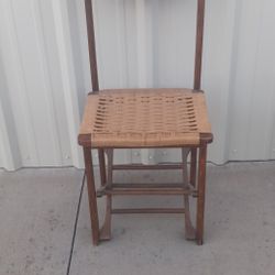 Mid Century Italian Folding Collapsible Valet Butler Chair w/ Rush Seat