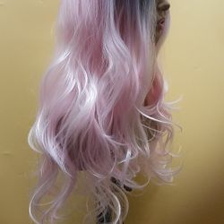 Long Pink Wavy Wig