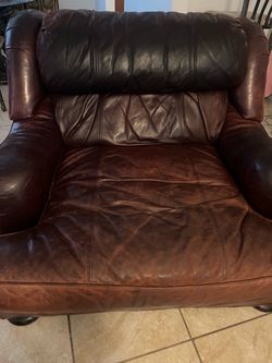 Oversized Brown Leather Armchair