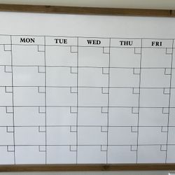 Wall Calendar Dry Erase Board With Wood Frame
