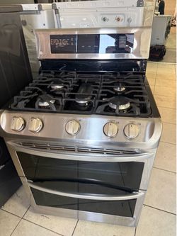 Lg double oven gas range stainless steel
