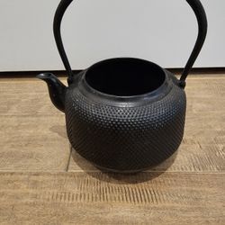 Antique Japanese Signed Cast Iron Kettle, Tetsubin 10" H, Missing Lid