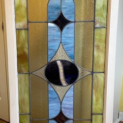 Stained Glass, Large, Antique, Framed