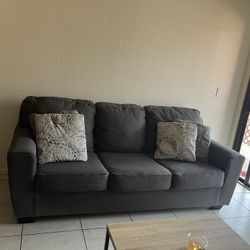 Grey Couch With Pillows 