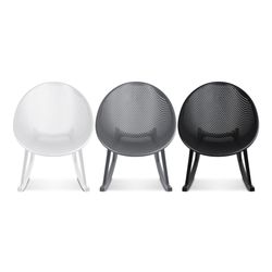 Contemporary Modern Plastic Rocking Rocker Indoor Outdoor Lounge Chair Plastic Legs with Breathable Perforated Egg Shaped Seat for Indoor/Outdoor Use