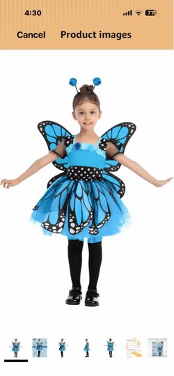 Girls Blue Butterfly Halloween Costume Set