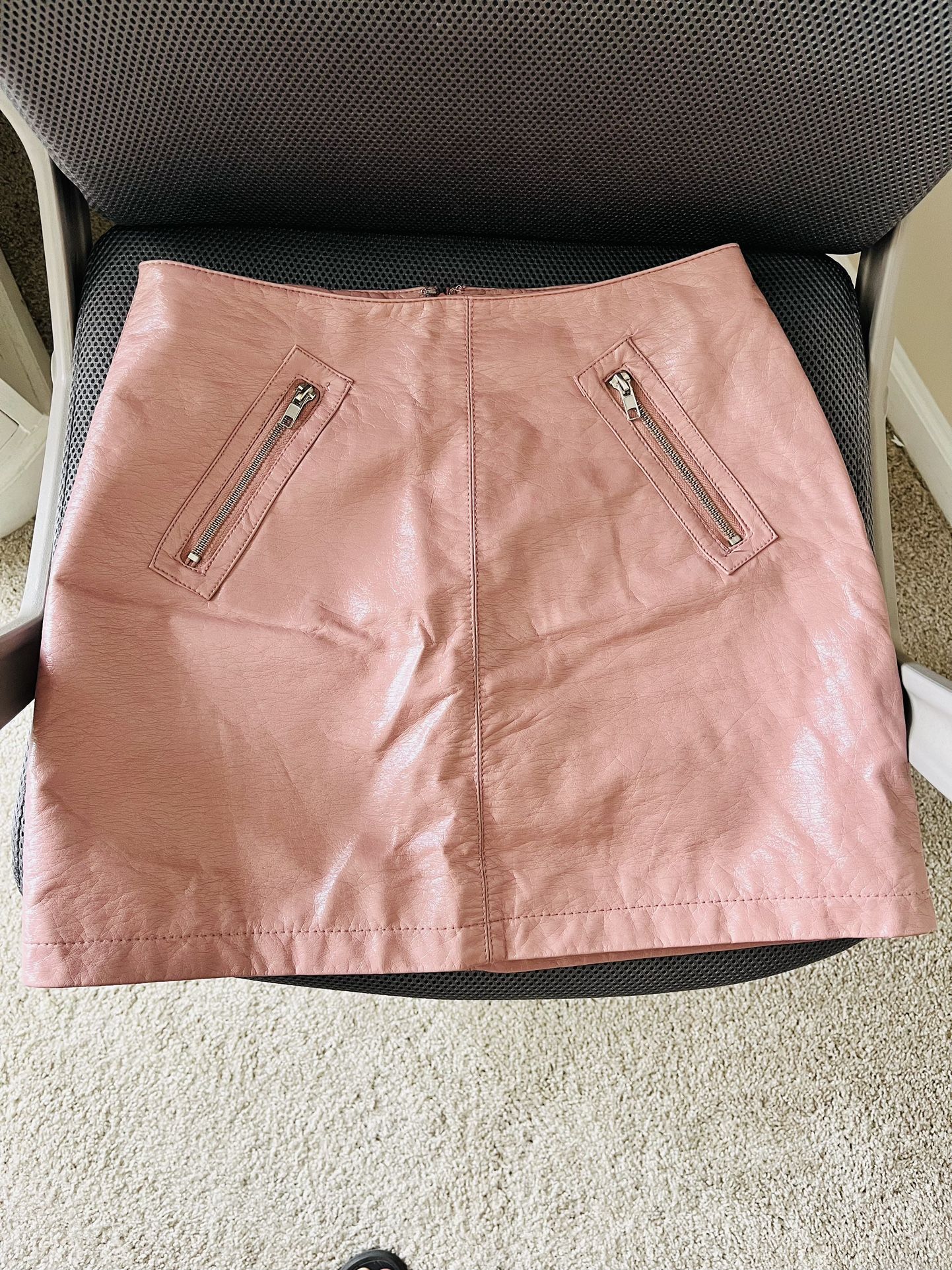 Pink Pleather Mini Skirt
