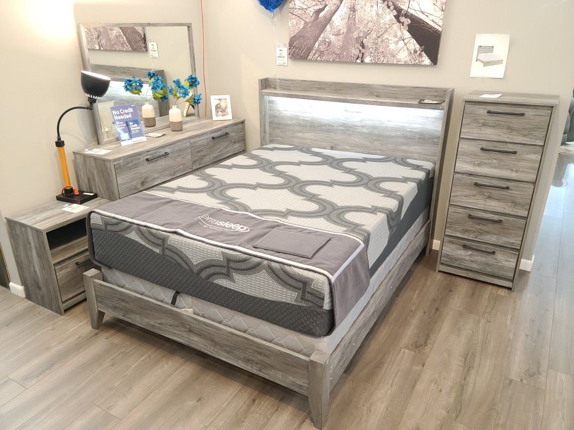 $10 Down Financing!!! BRAND NEW GREY QUEEN BED FRAME AND DRESSER 