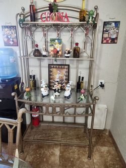BAKERS RACK WITH GLASS SHELVES