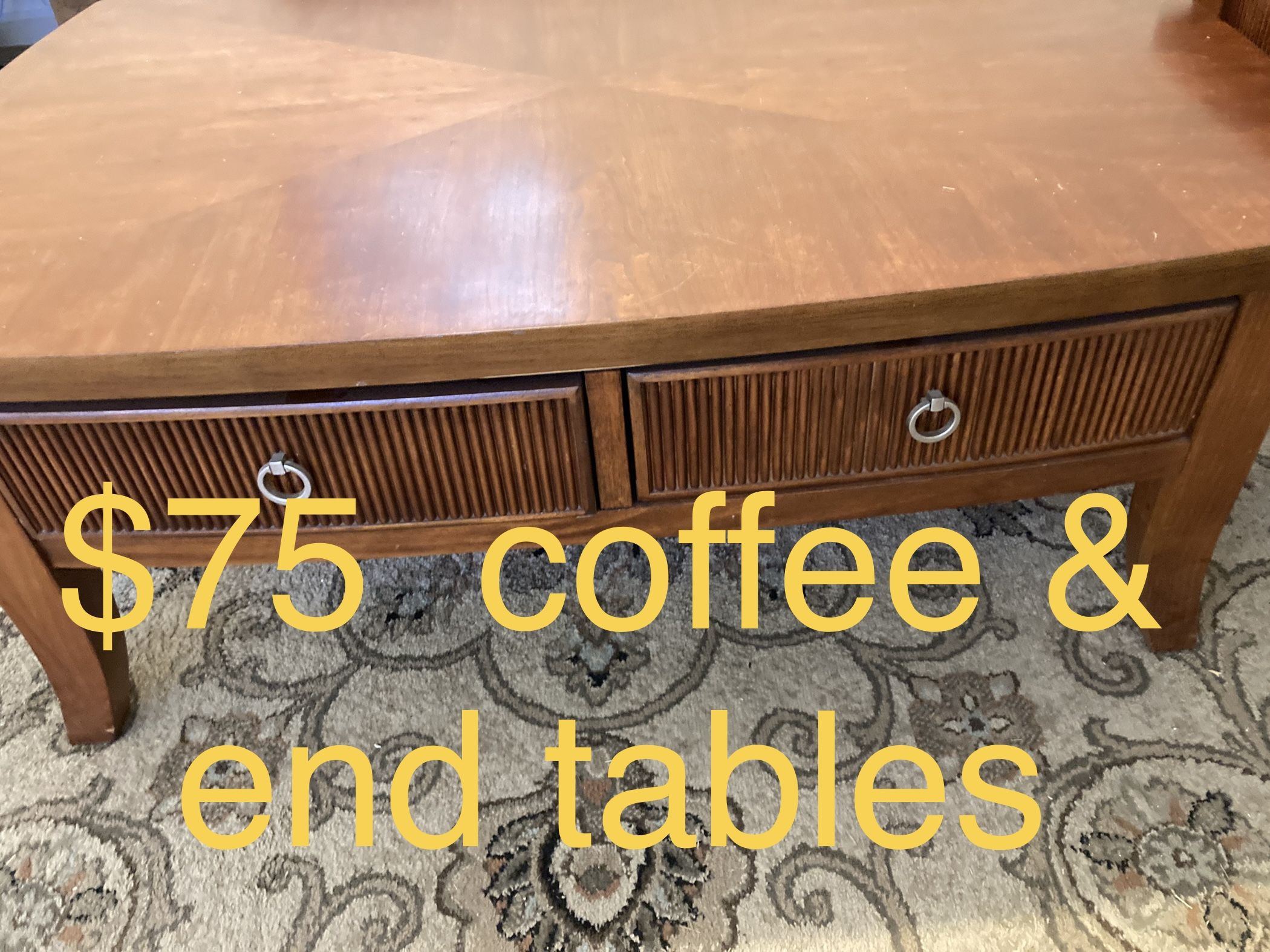 Coffee Table And 2 End Tables Wood