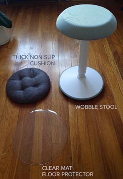Ergonomic Adjustable Wobbe Stool + Non-slip Cushion + Protection Clear Floor Ma