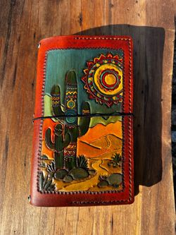 Standard size travelers notebook Handtooled desert scene